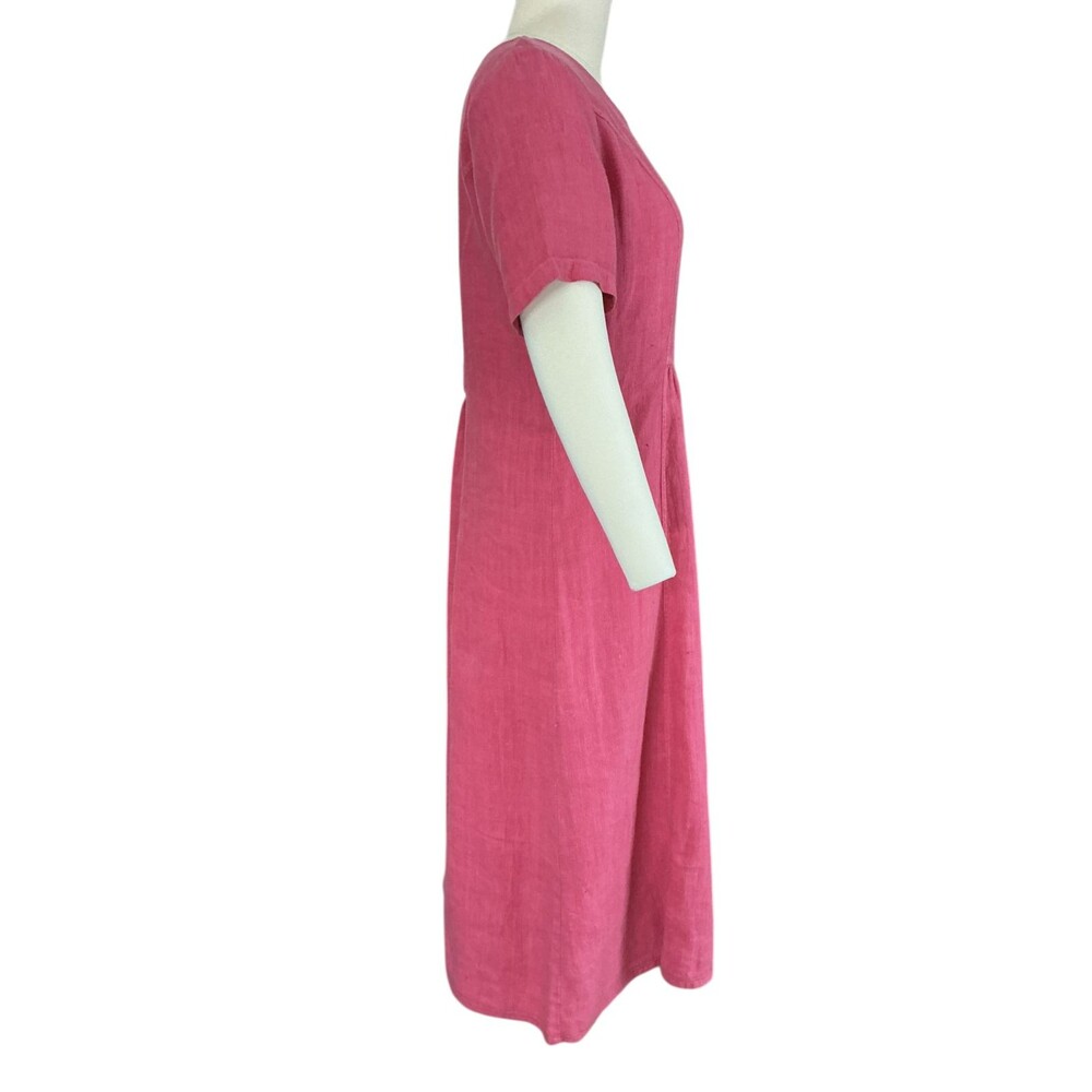 VTG Blue Fish Linen Dress L Coral Southwestern Dragonfly Graphics Lagenlook BOHO - Picture 7 of 12